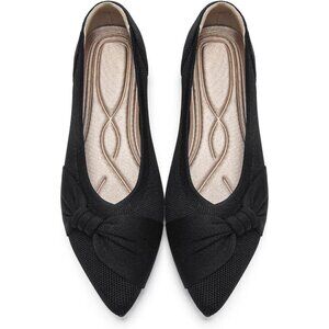 Women's Pointed Toe Knit Black Flats Comfortable Lightweight Dressy Casual Shoes